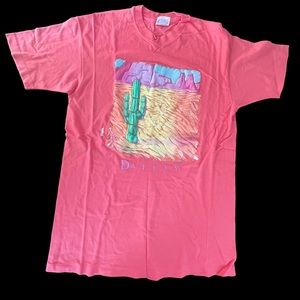 Vintage Men’s Hanes Single Stitch SS T-Shirt Large “Dallas” Pink/Salmon USA